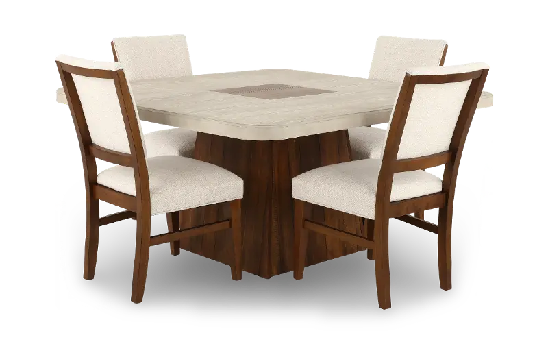 Wilton Medium Brown and Cream 5-Piece Dining Set