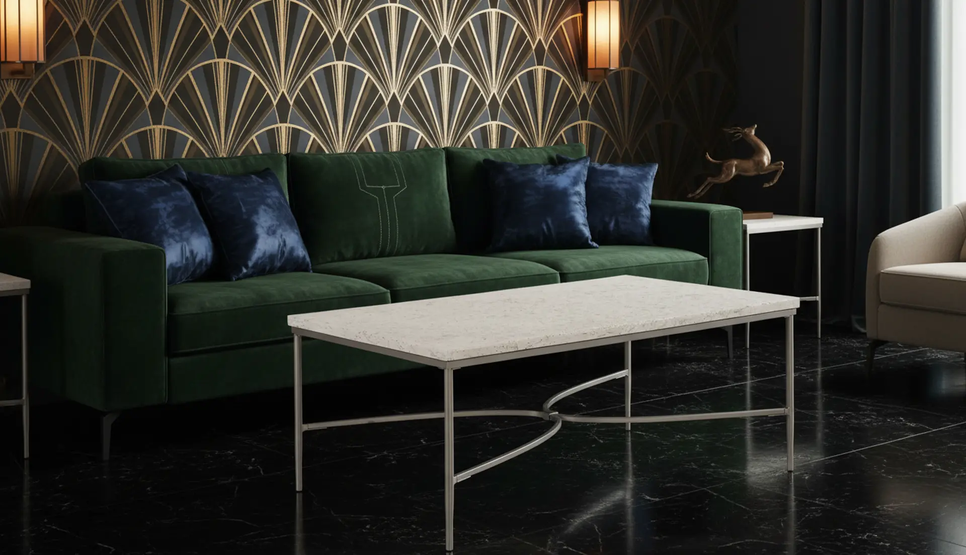 Zambezi Marble and Metal Coffee Table-2