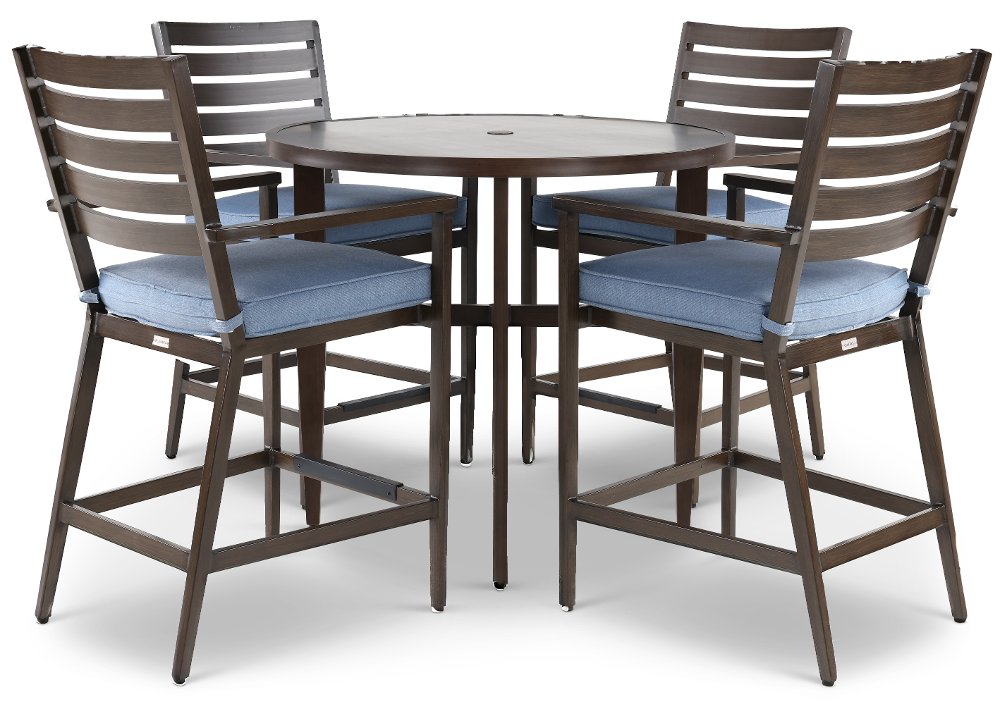 Adeline 5 Piece Blue Bar Stool and Pub Table Patio Set