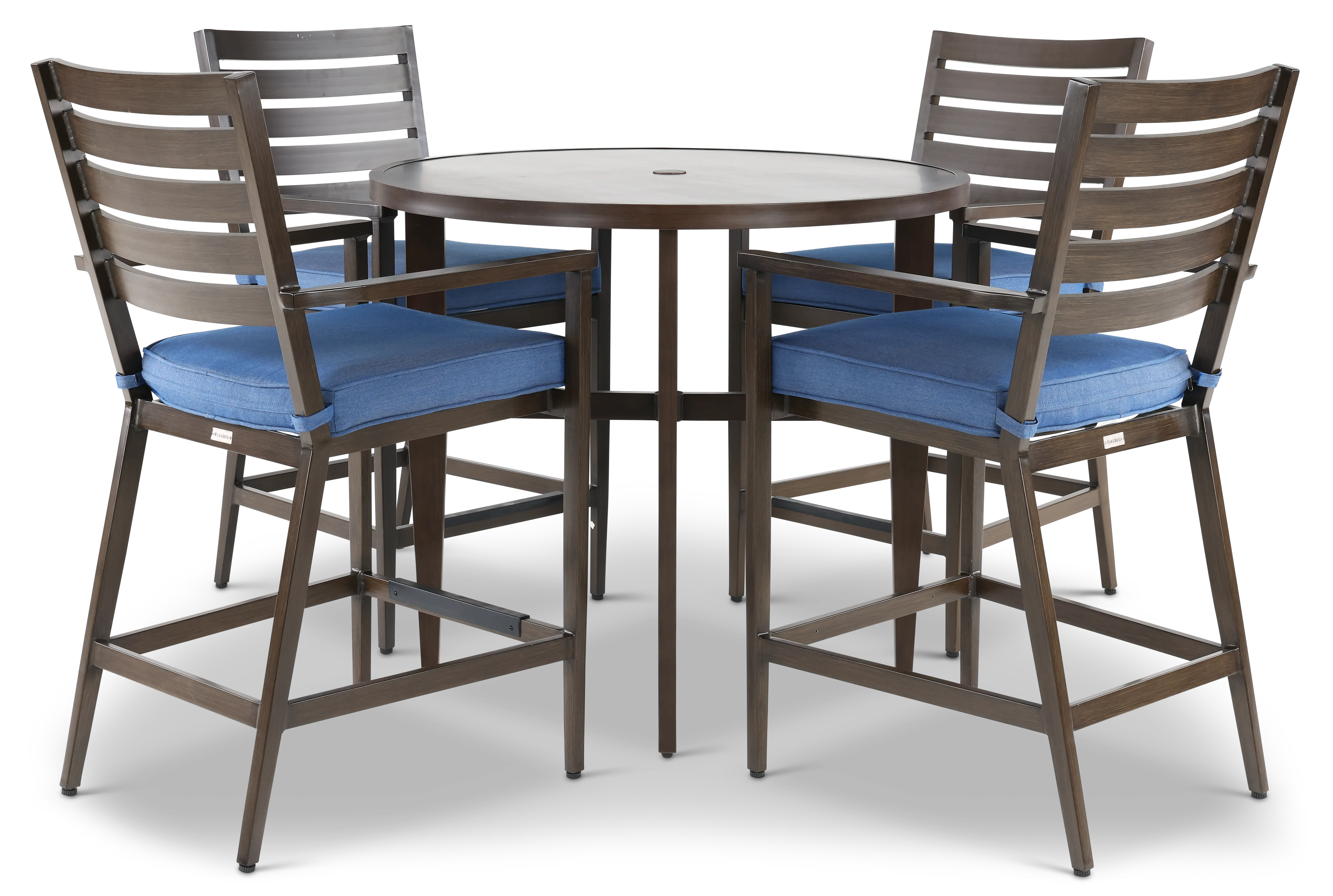 Adeline 5 Piece Blue Stool and Pub Table Patio Set-1