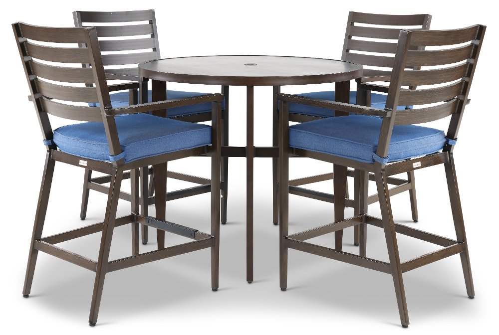 Adeline 5 Piece Blue Stool and Pub Table Patio Set