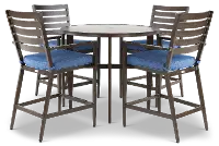 Adeline 5 Piece Blue Stool and Pub Table Patio Set