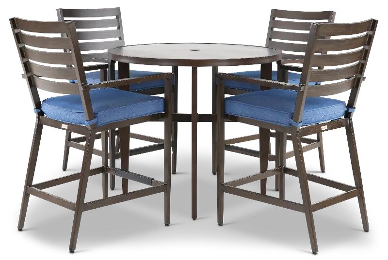 Adeline 5 Piece Blue Stool and Pub Table Patio Set