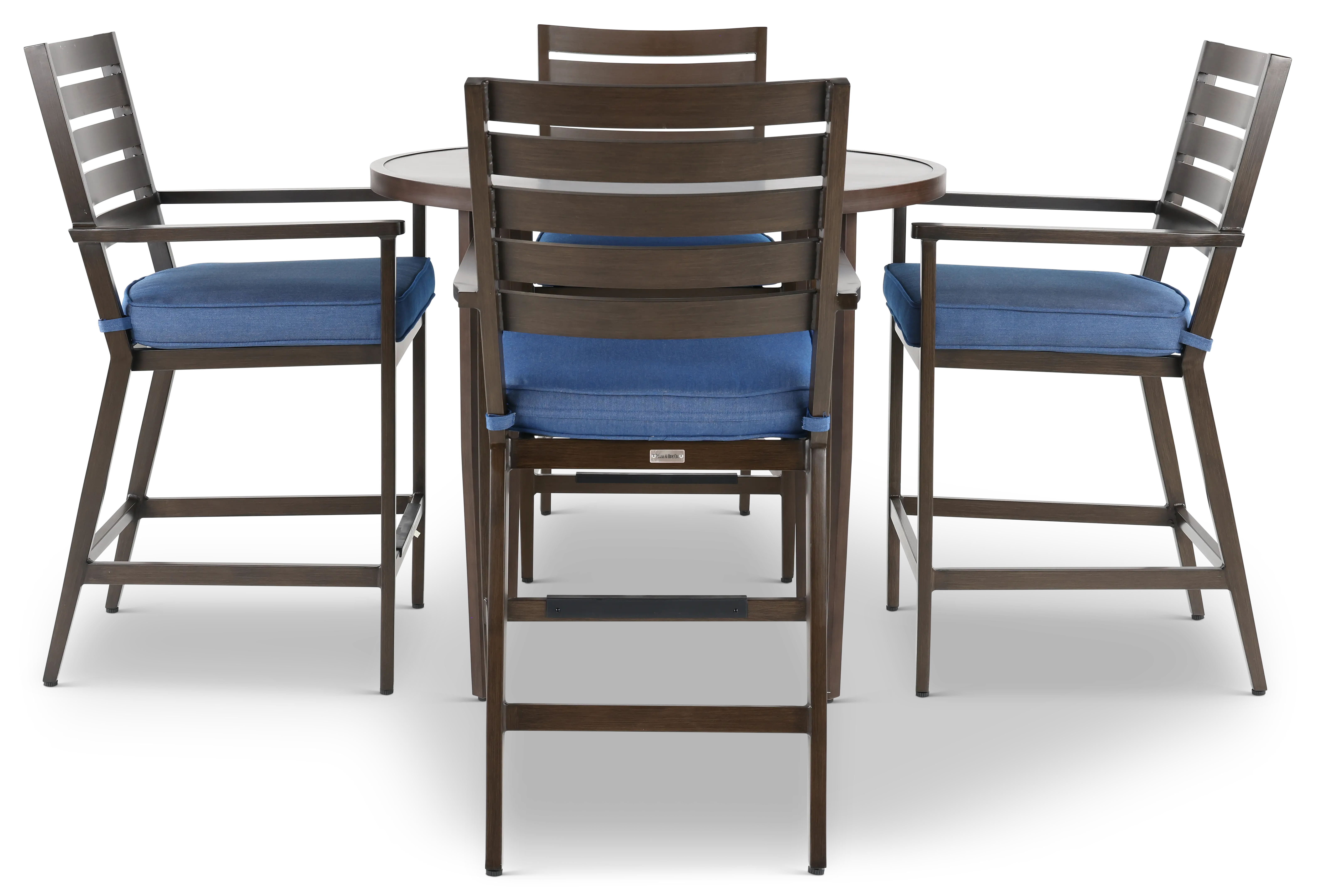 Adeline 5 Piece Blue Stool and Pub Table Patio Set-4