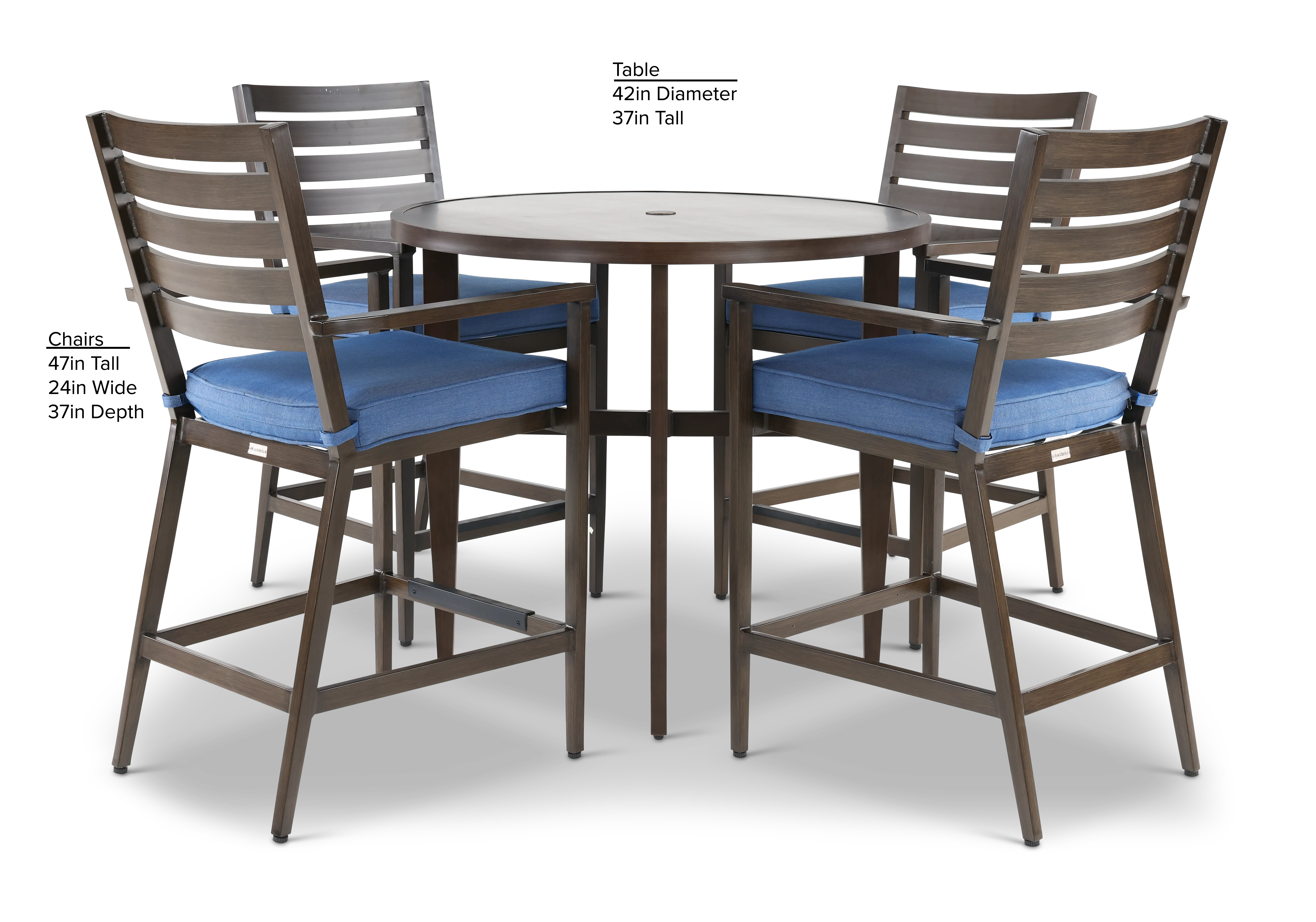 Adeline 5 Piece Blue Stool and Pub Table Patio Set-3