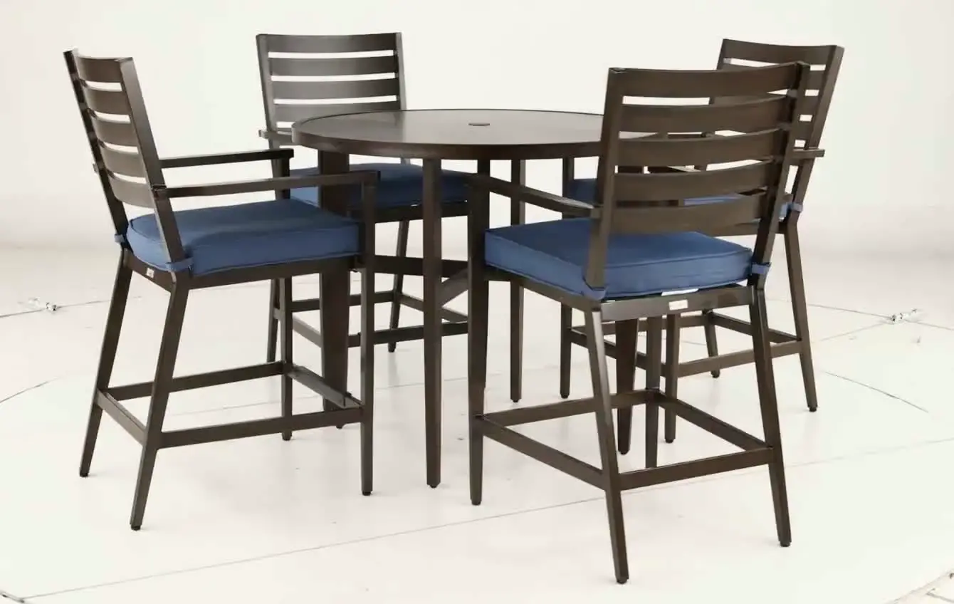 Adeline 5 Piece Blue Stool and Pub Table Patio Set-8