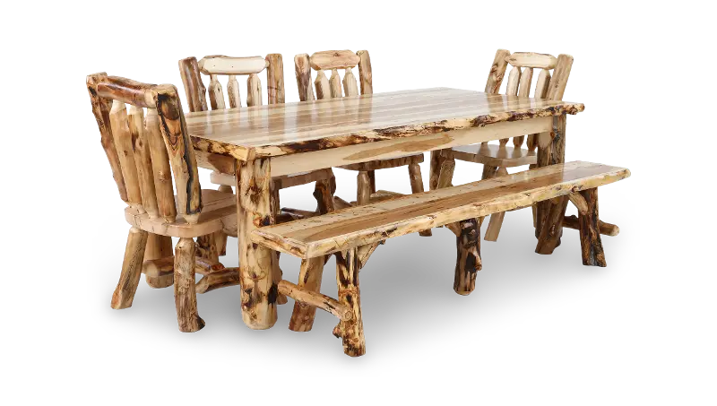 Aspen Natural Log 6-Piece Dining Set