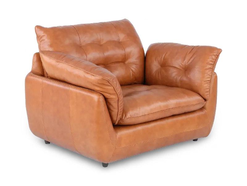 Sterling Brown Leather Chair and Half