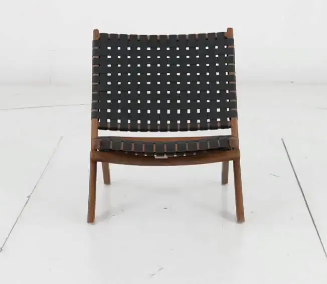 Woven Leather Black Folding Chair-10