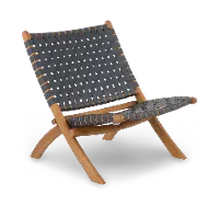 Woven Leather Black Folding Chair