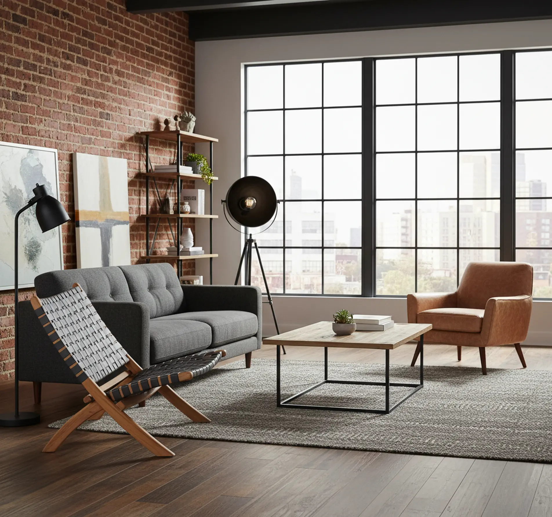 Woven Leather Black Folding Chair-9