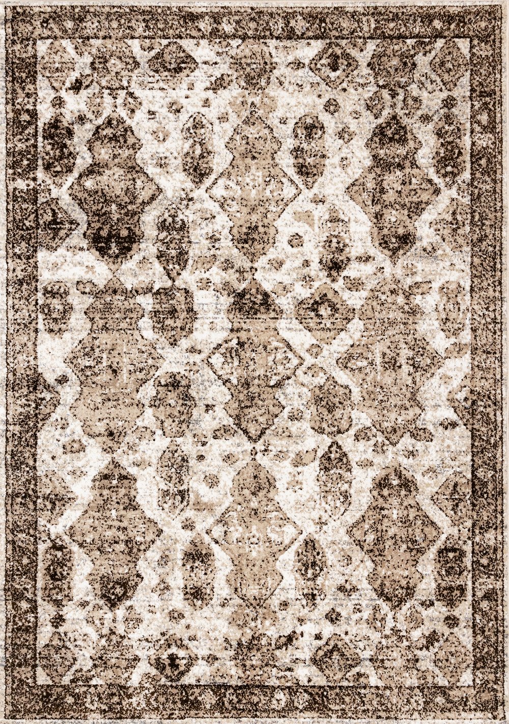 Century 8 x 11 White Brown Border Area Rug