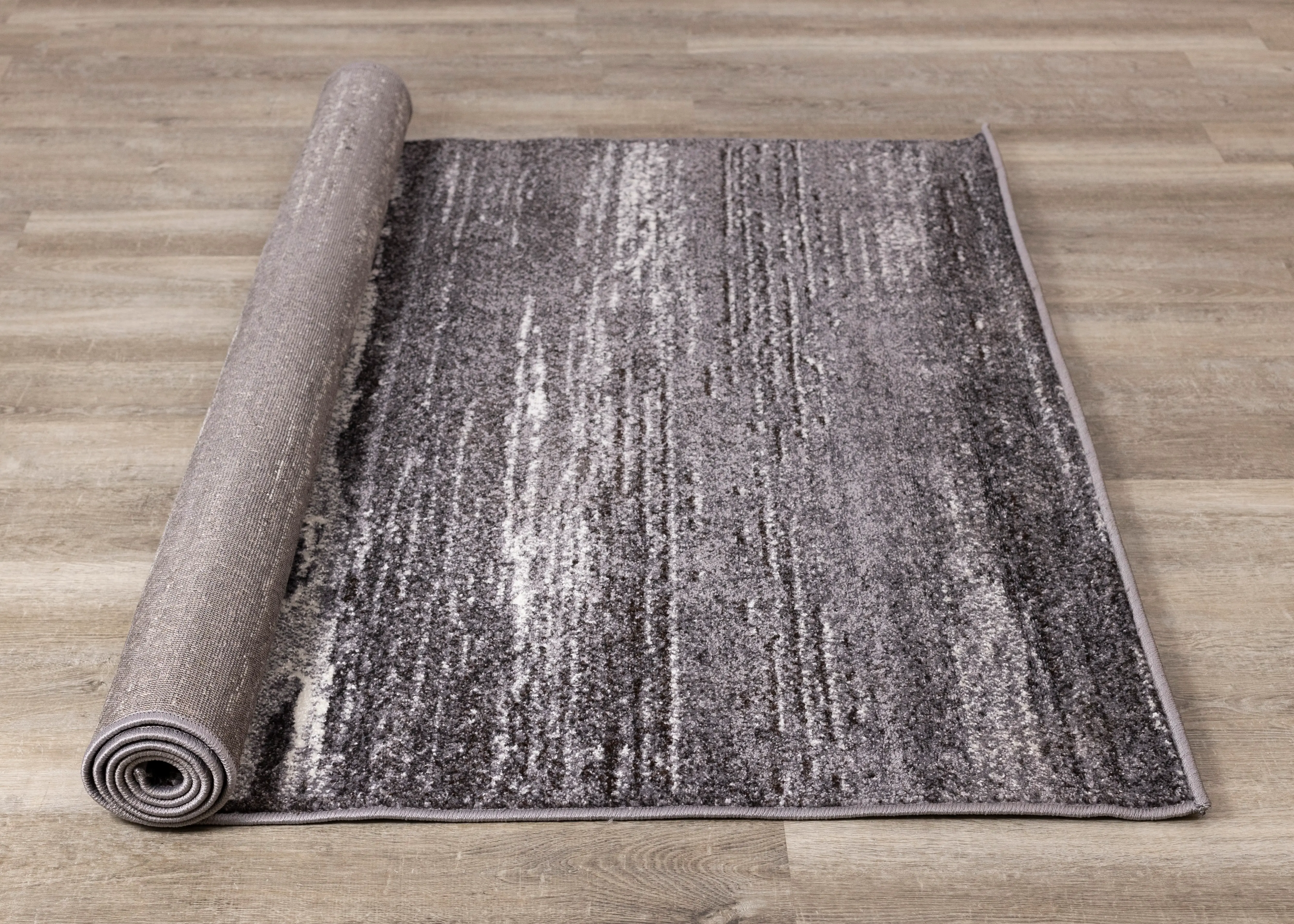 Maya 8 x 11 Gray Cream Variegated Frieze Area Rug-3