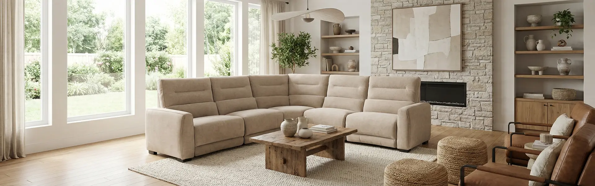 Cloud Tan 5 Piece Power Reclining Sectional-8