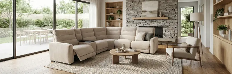Cloud Tan 6 Piece Power Reclining Sectional | RC Willey