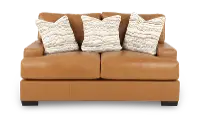 DOFLOV/BROWN Dodge Brown Leather Loveseat