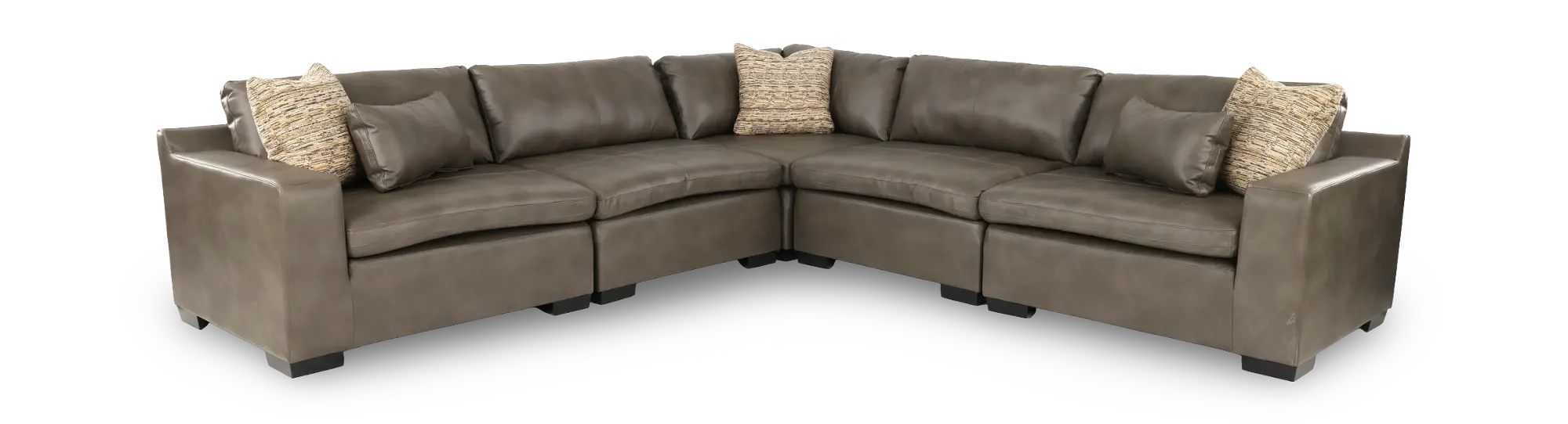 Amalfi Taupe Leather-Match 5-Piece Sectional | RC Willey
