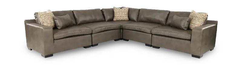Amalfi Taupe Leather-Match 5 Piece Sectional