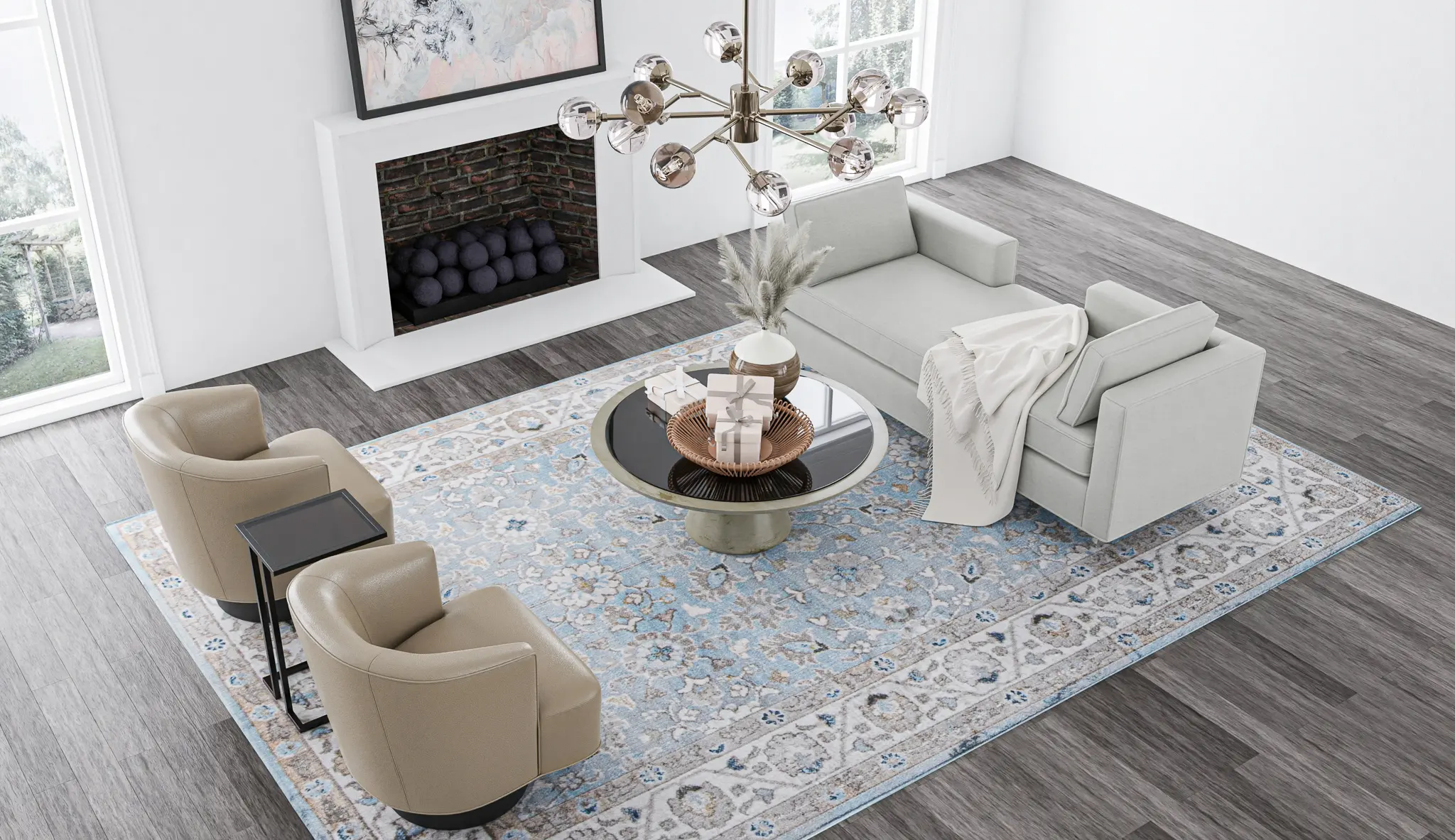 A181-LBL-4X6-ASH313 Bonny Light Blue Transitional 4 x 6 Area Rug-3