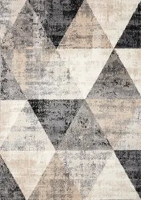 Century 5 x 8 Cream and Gray Geometric Area Rug