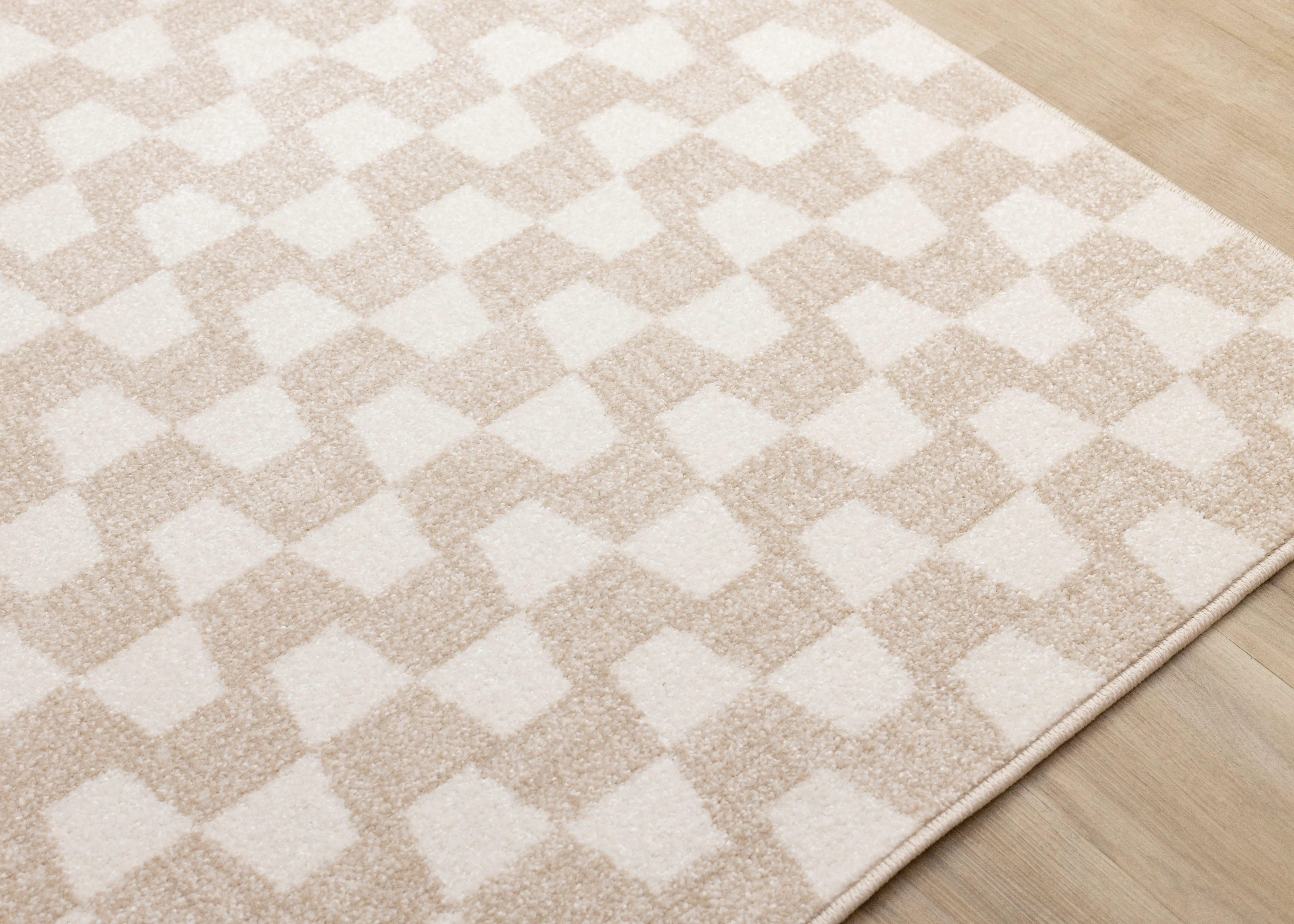 Century 7 x 10 Beige and Cream Wavy Checker Area Rug-4