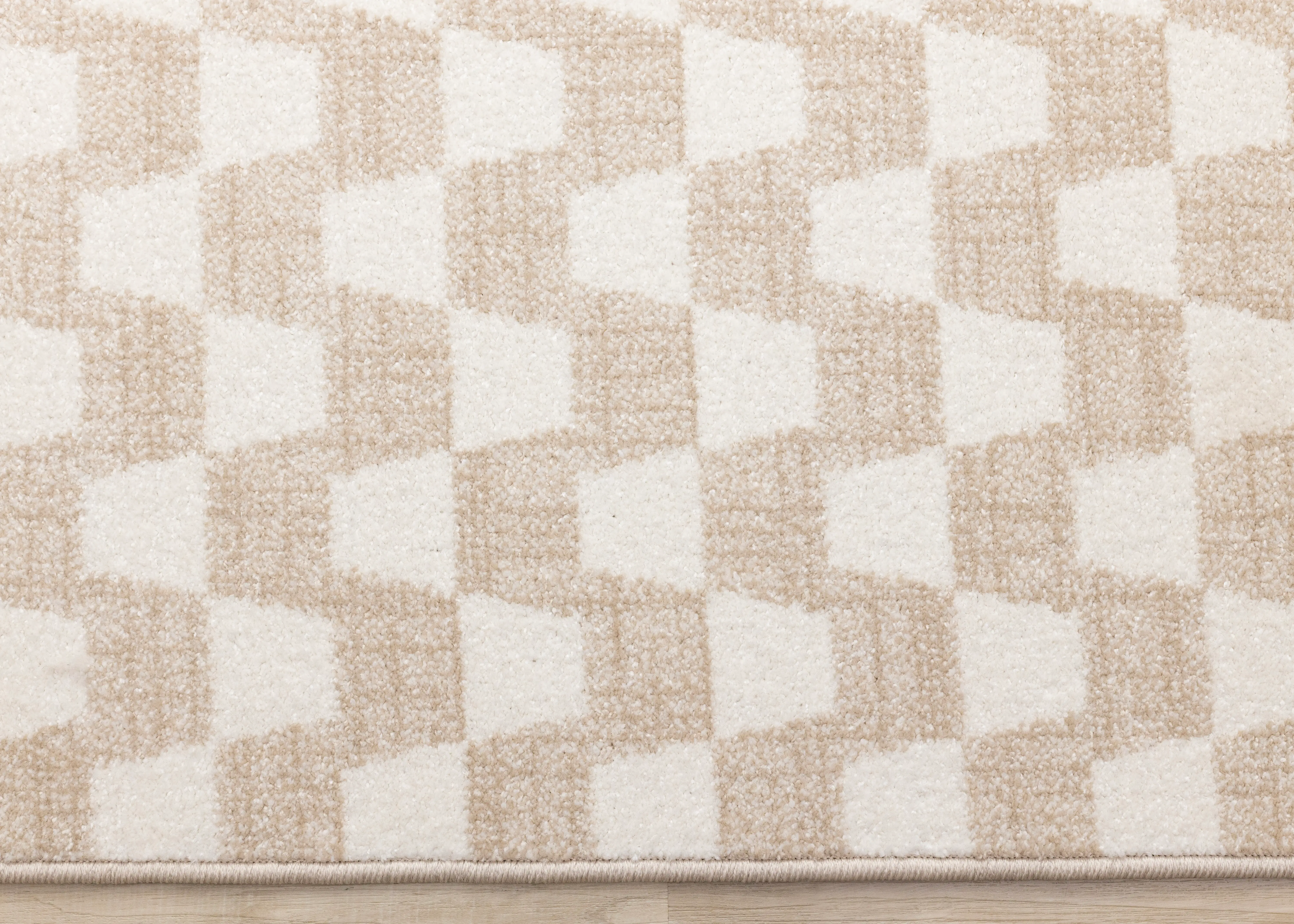 Century 7 x 10 Beige and Cream Wavy Checker Area Rug-5