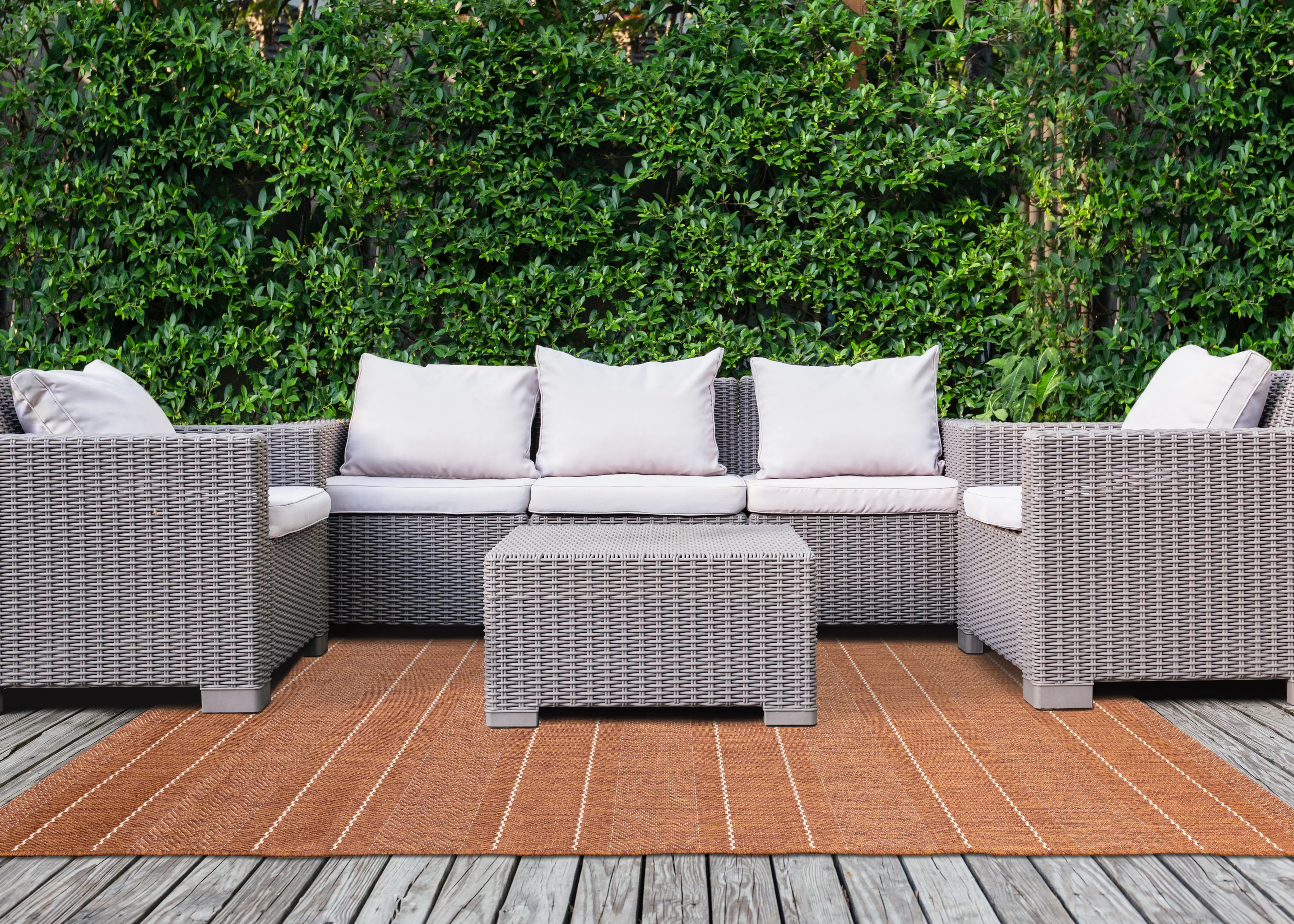 Jasper 7 x 10 Terracotta Striped Outdoor Rug-2
