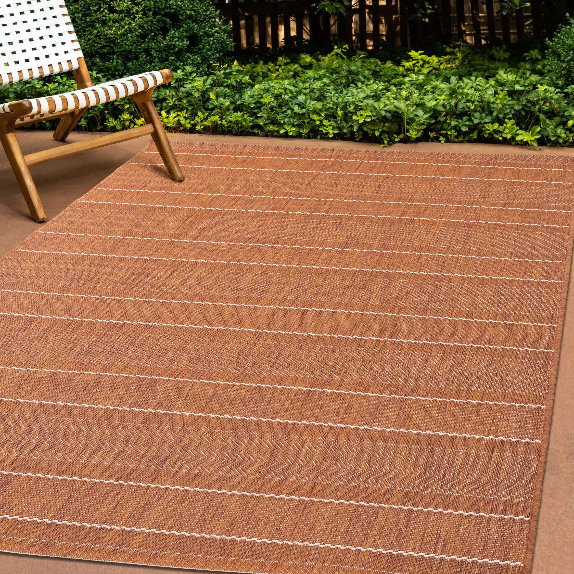 Jasper 7 x 10 Terracotta Striped Outdoor Rug-3