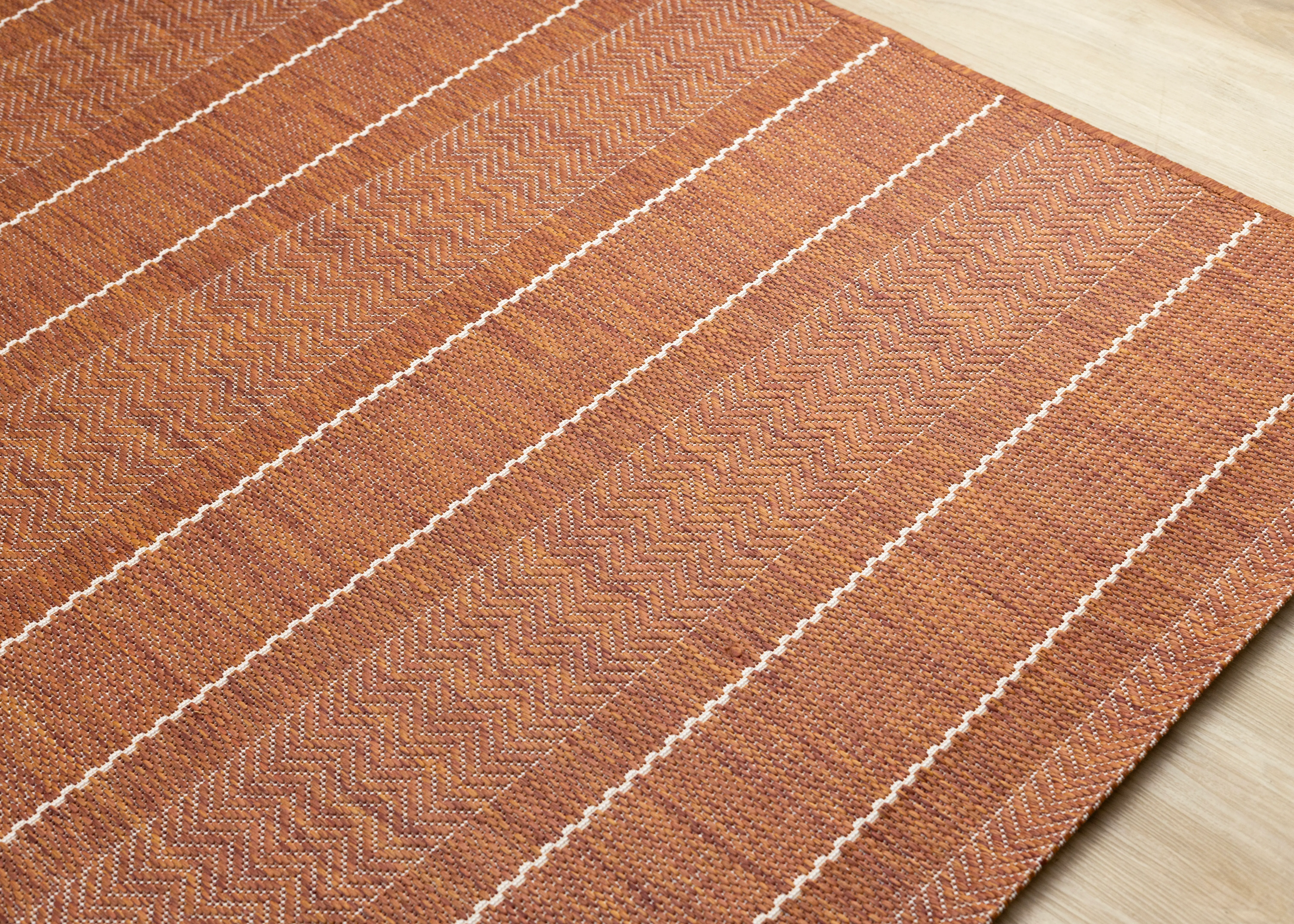 Jasper 8 x 11 Terracotta Striped Outdoor Rug-4