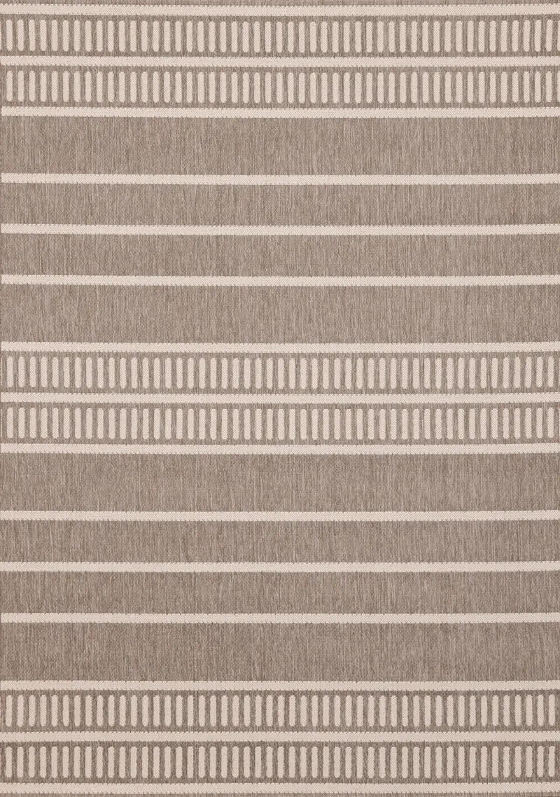 Jasper 5 x 8 Taupe and Cream Striped Outdoor Rug