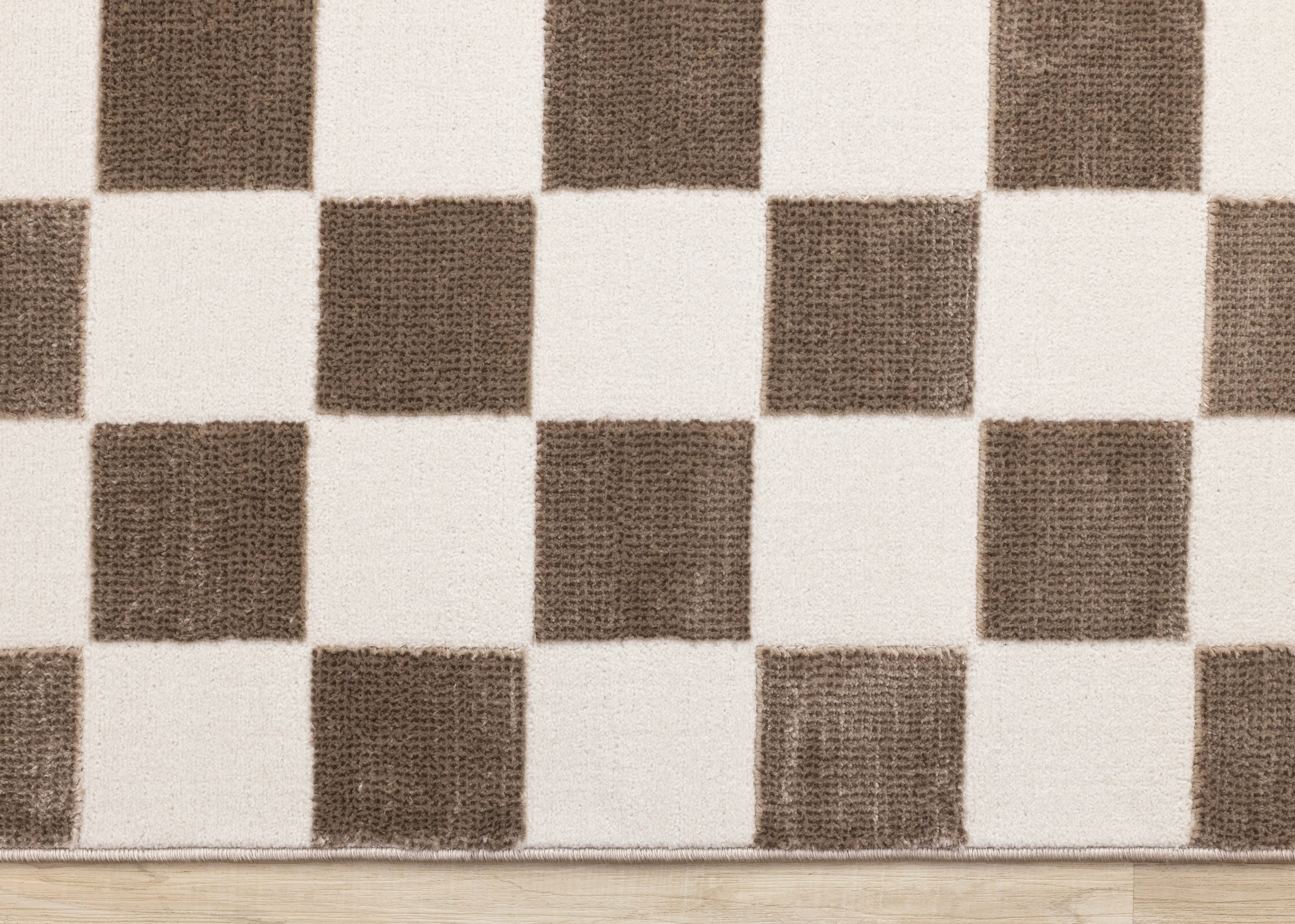 Leo Brown and Cream Checkered 7 x 10 Area Rug-3