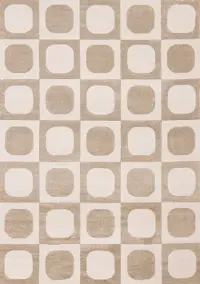 Leo Beige and Cream 8 x 11 Mid Century Modern Area Rug