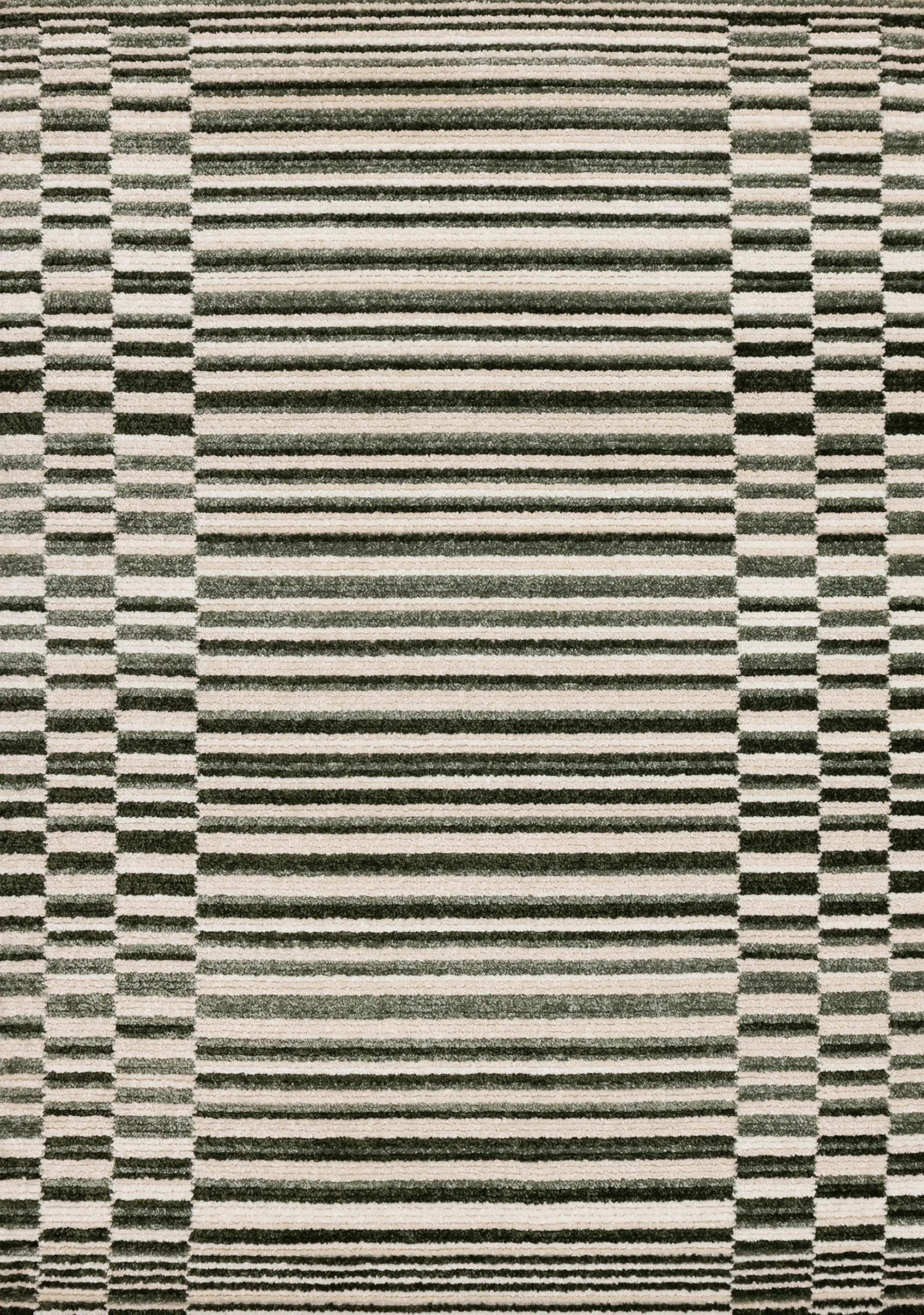 Nala Green and Cream Striped 5 x 8 Area Rug-1