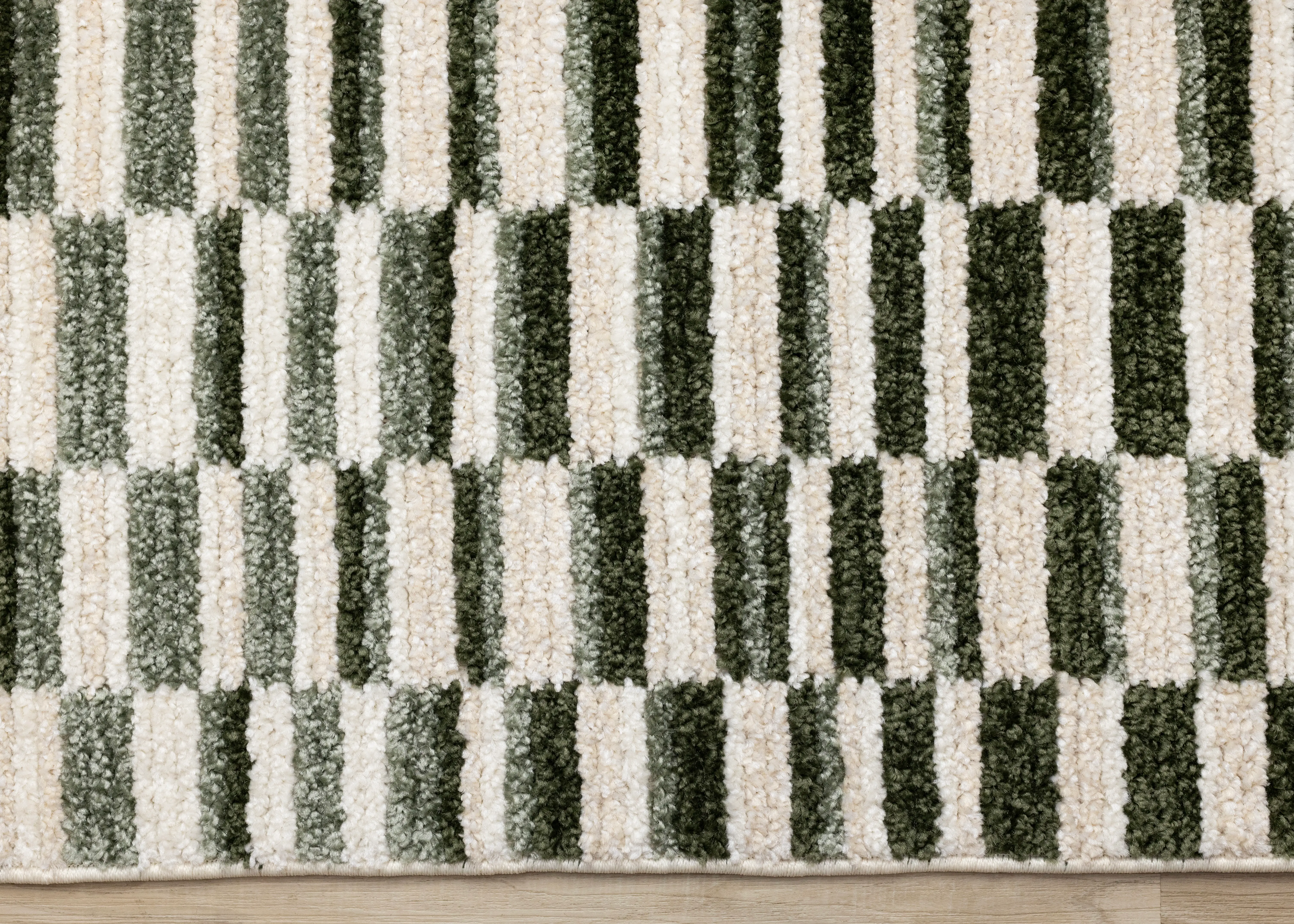 Nala Green and Cream Striped 5 x 8 Area Rug-5