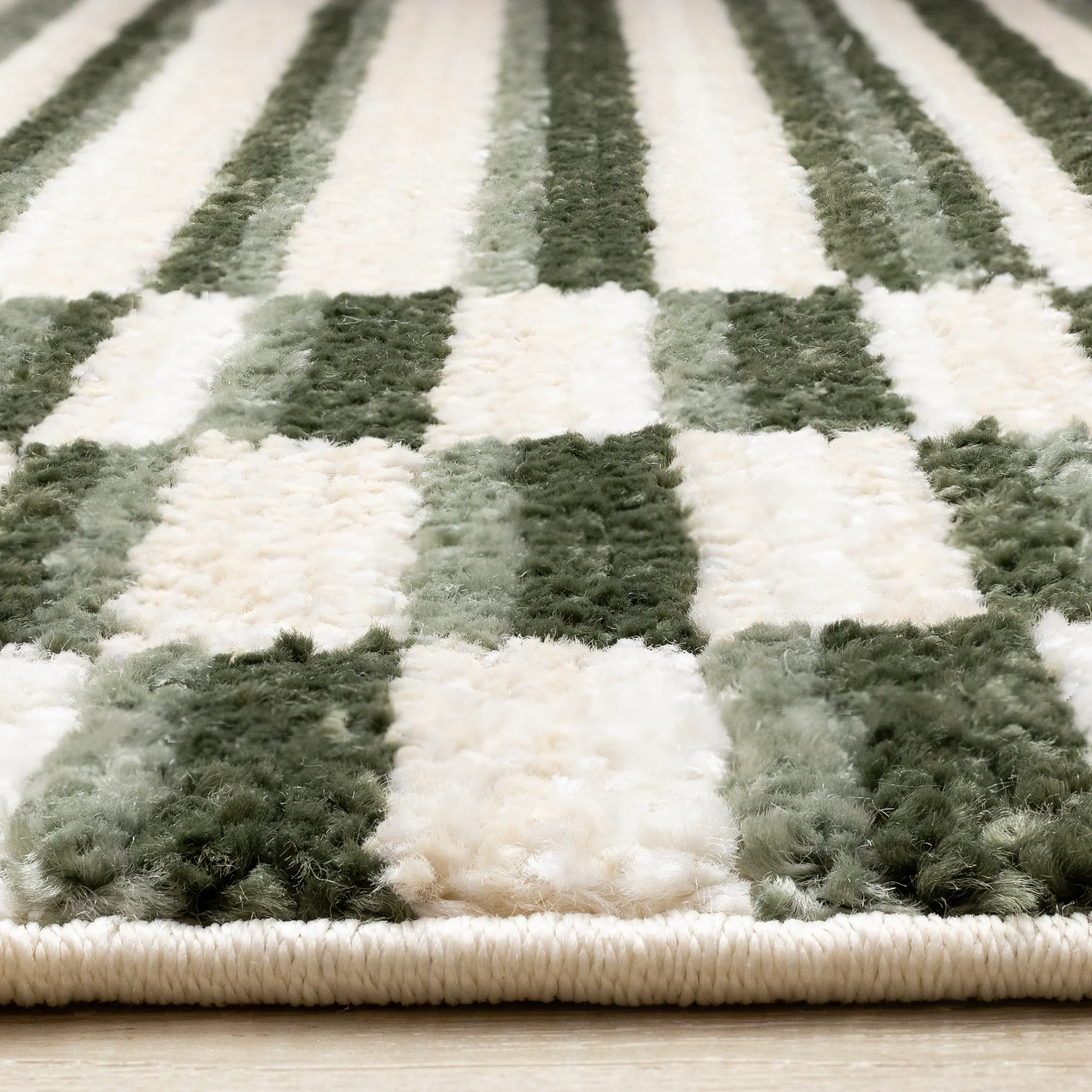 Nala Green and Cream Striped 5 x 8 Area Rug-6