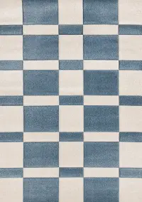Folio Blue and White Geometric 5 x 8 Area Rug