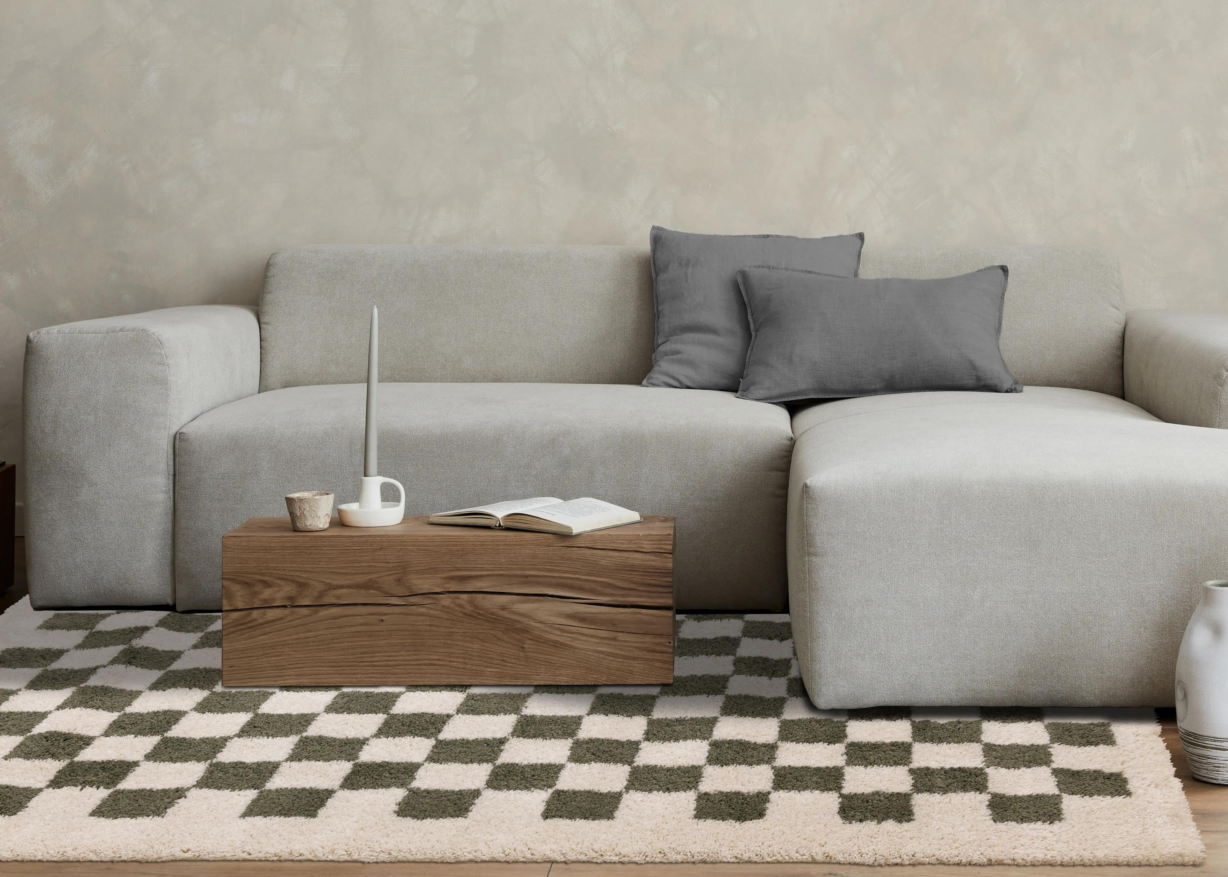Match Sage Green Checkered 5 x 8 Shag Rug-3