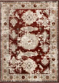 Serene Red and Cream 5 x 8 Area Rug