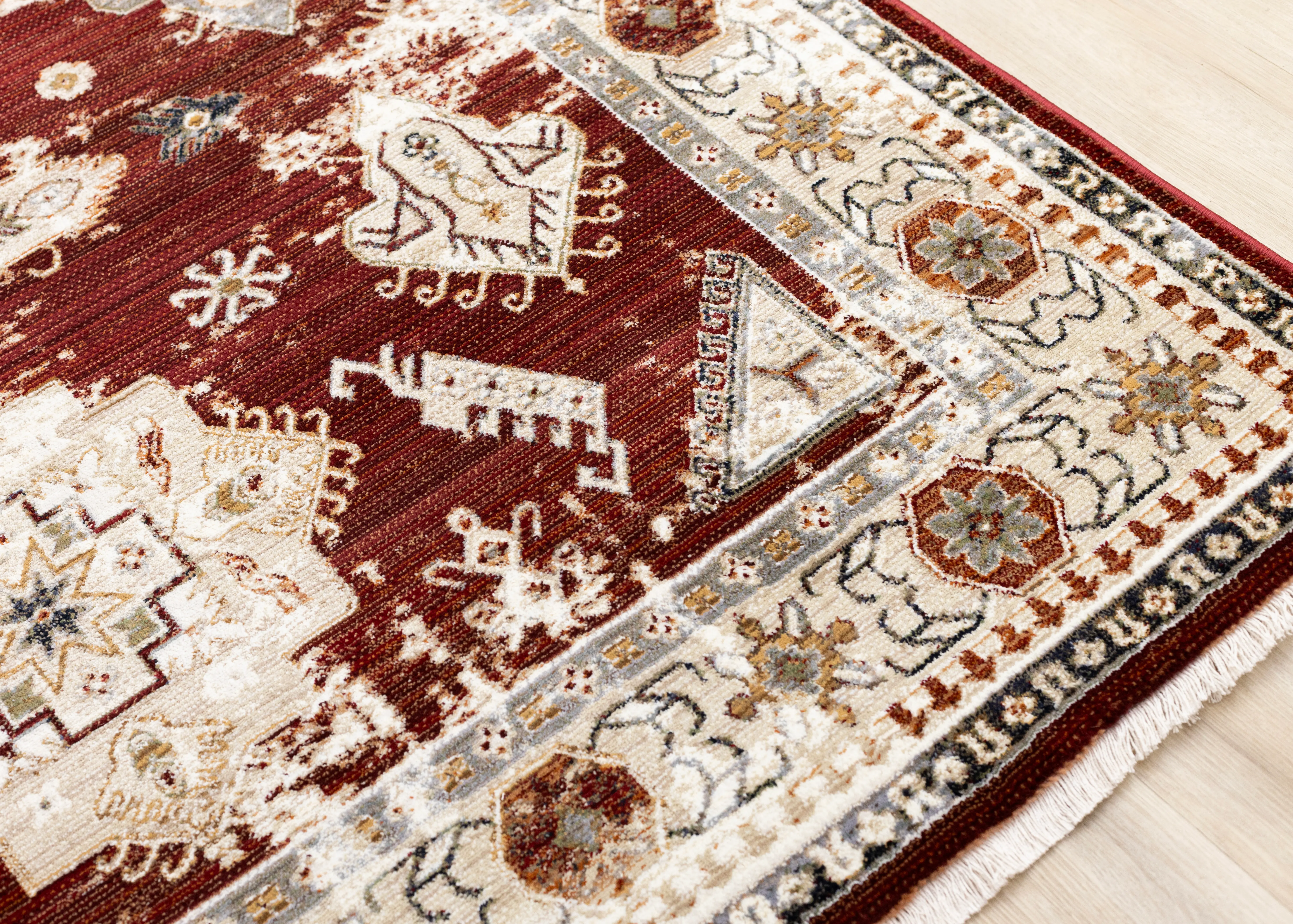 Serene Red and Cream 8 x 11 Area Rug-4