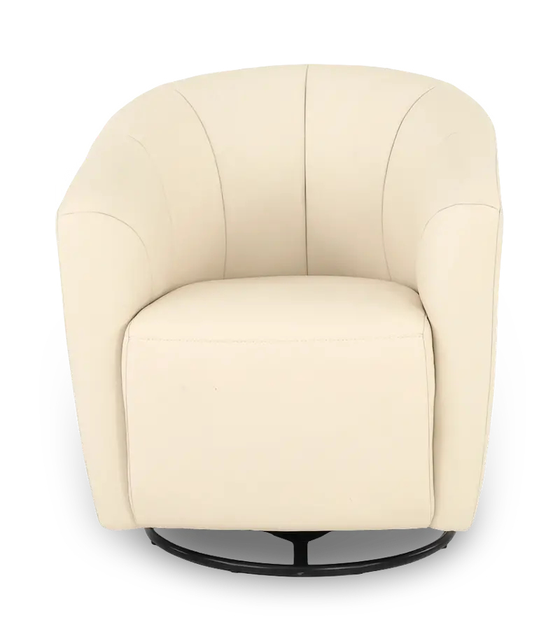Copenhagen Off-White Leather Swivel Chair