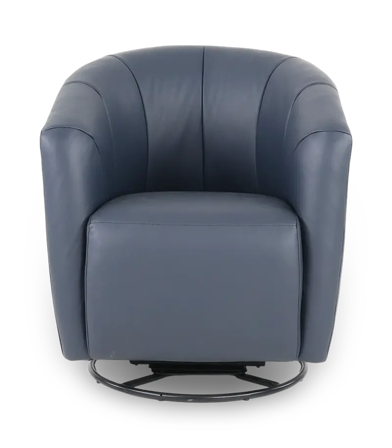 Copenhagen Navy Blue Leather Swivel Chair