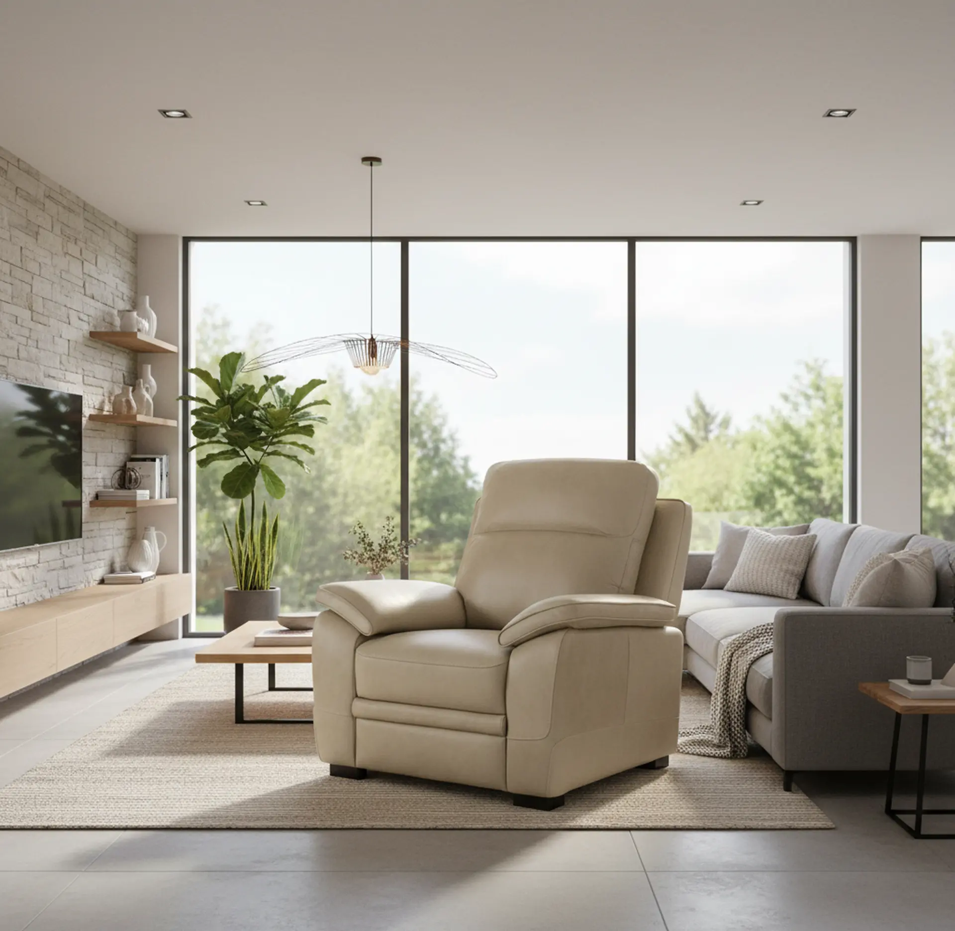 Aura Cream Leather Chair-2