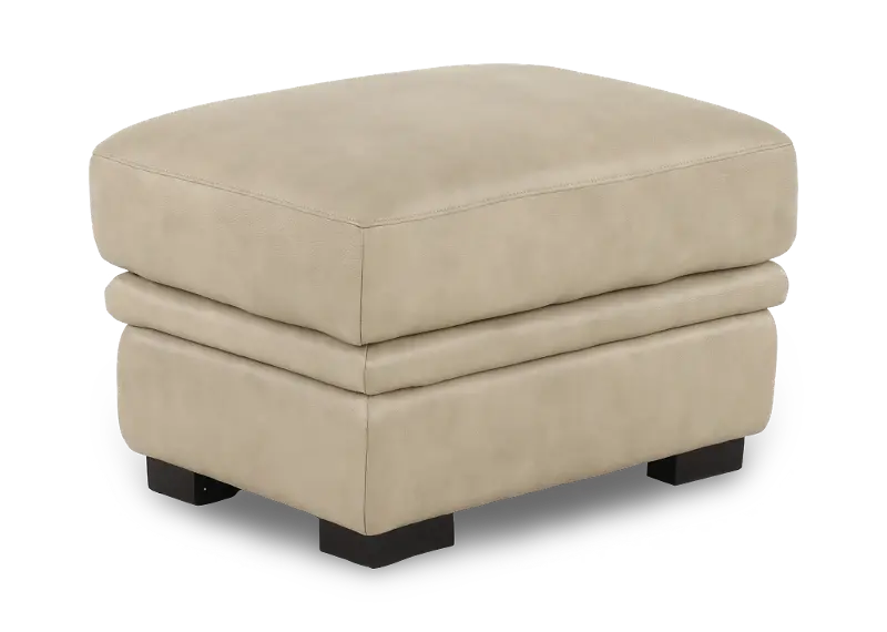 Aura Cream Leather Ottoman