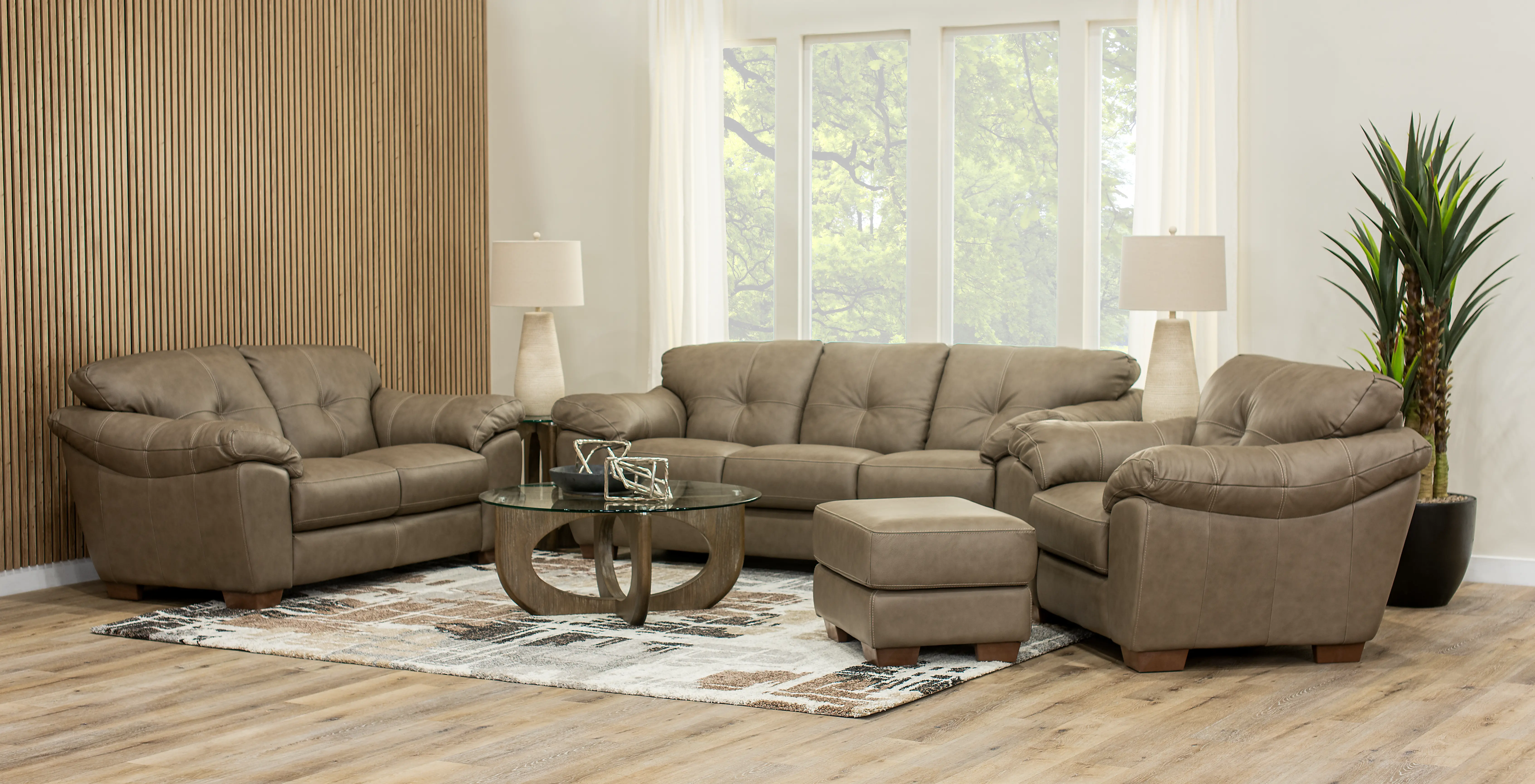 Clay Taupe Leather Sofa-2