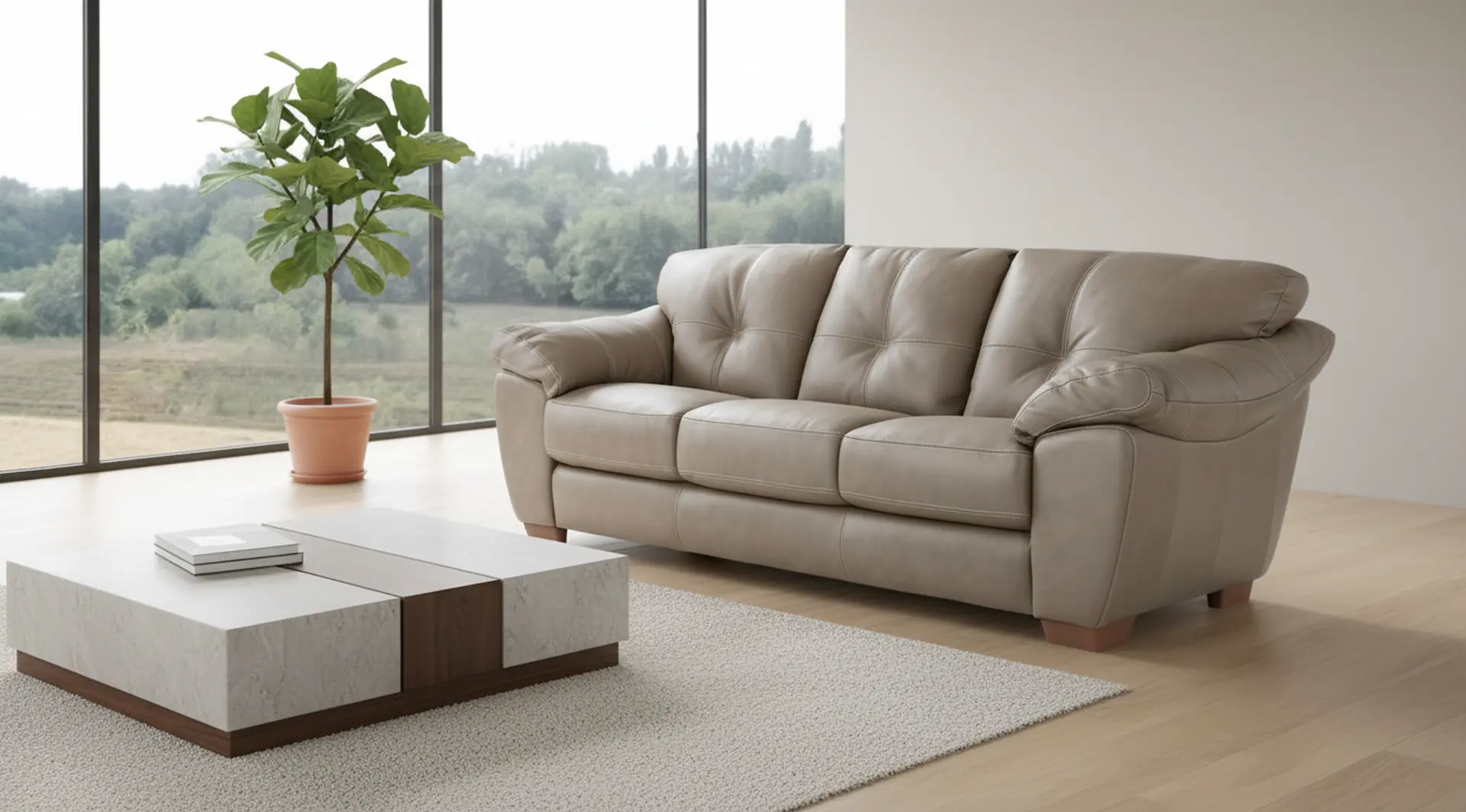 Clay Taupe Leather Sofa-9