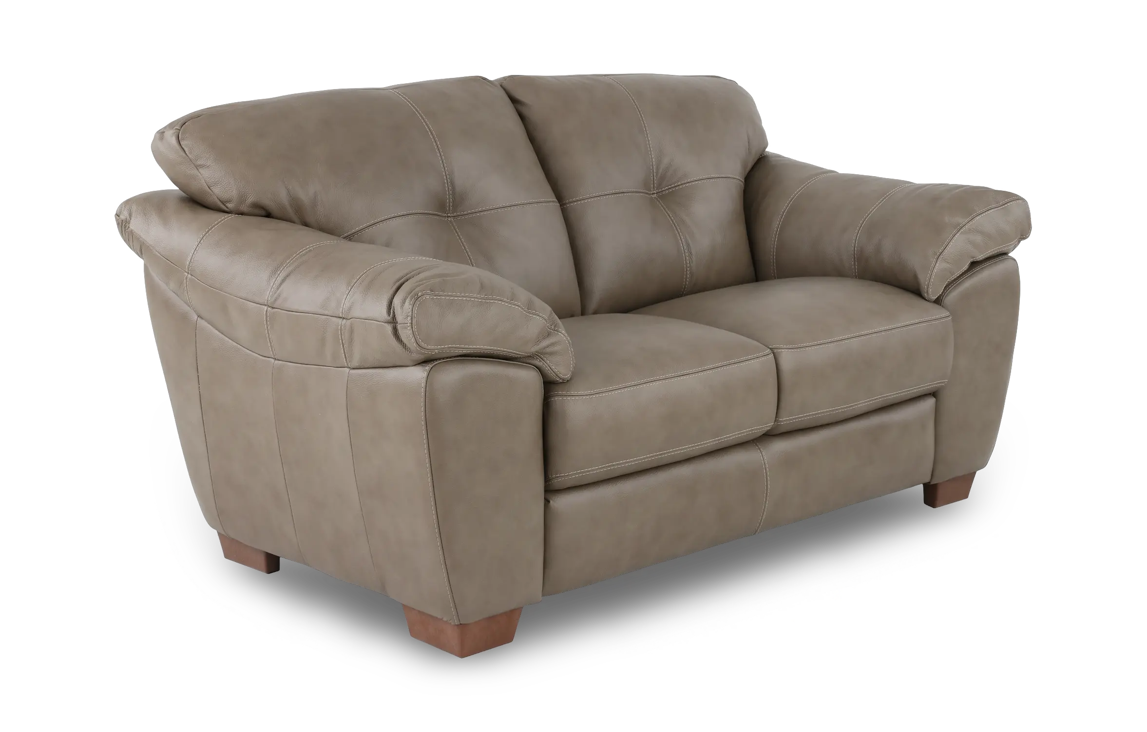 Clay Taupe Leather Loveseat-1