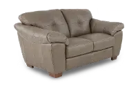 Clay Taupe Leather Loveseat
