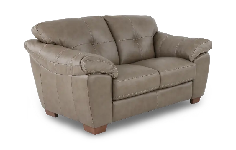 Clay Taupe Leather Loveseat