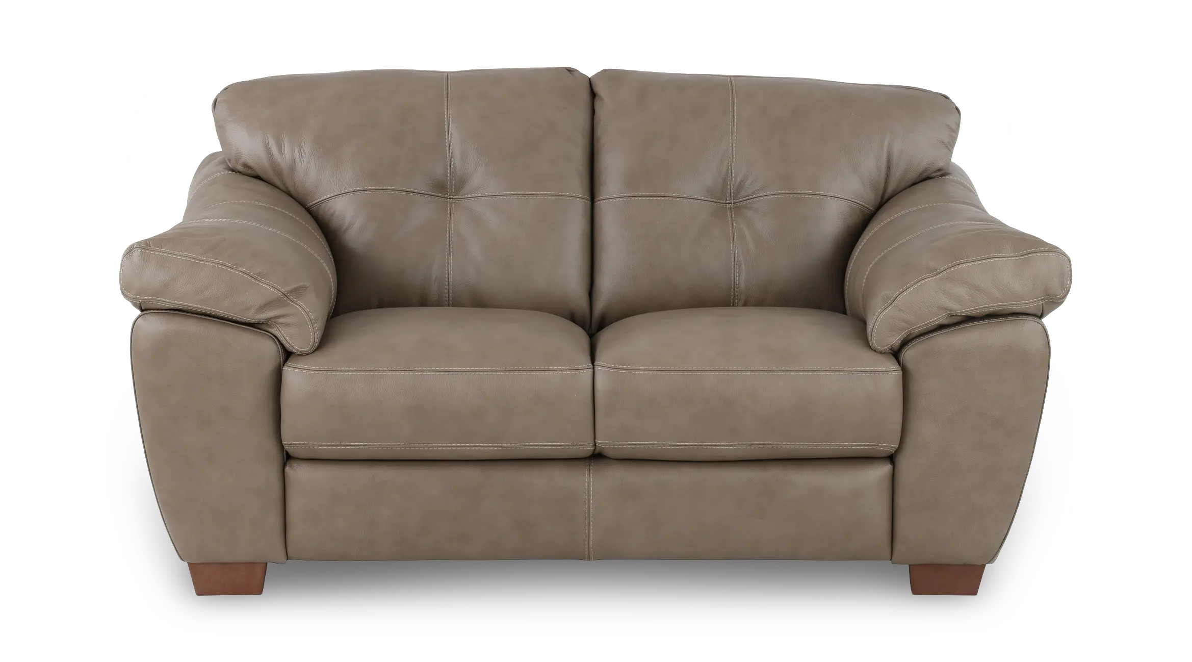 Clay Taupe Leather Loveseat-4