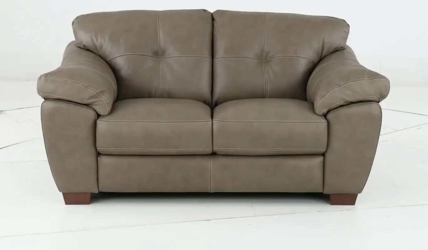 Clay Taupe Leather Loveseat-8